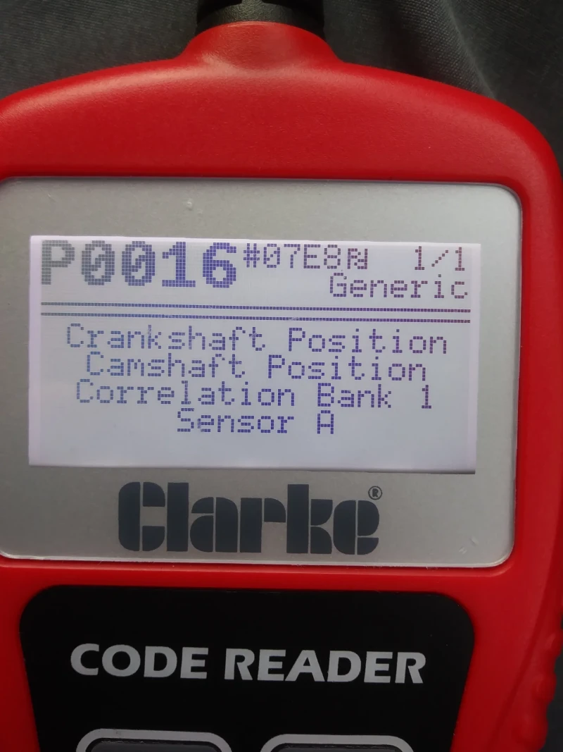 Trouble Code P0016 Crankshaft Position and camshaft are out of time